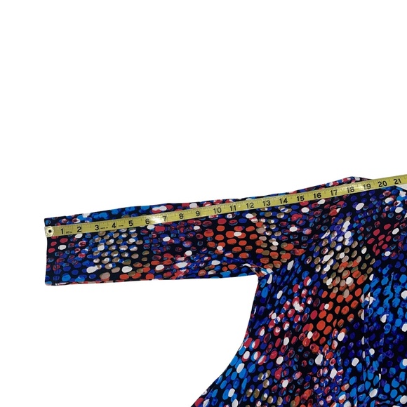 Calvin Klein Wrap-Style Multicolor Polka Dot Gold Waist Buckle Arsty Dress Sz 12 - Picture 12 of 15